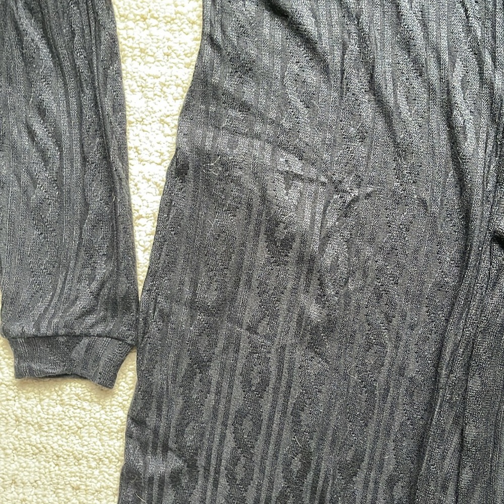 La Vie En Rose Black Ribbed Knit Long Cardigan - Picture 5 of 11